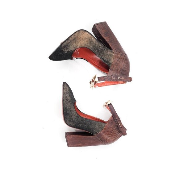 MISSONI NWOB €686 Sparkly Gold Stud Ankle Strap Pointed Toe Heels NEW - Picture 9 of 15